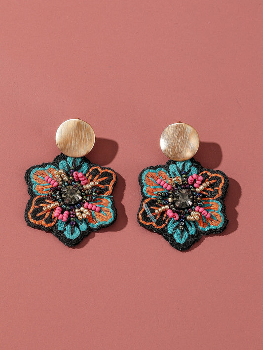 Charming Handcrafted Beaded Floral Drop Earrings - Stylish Accessories